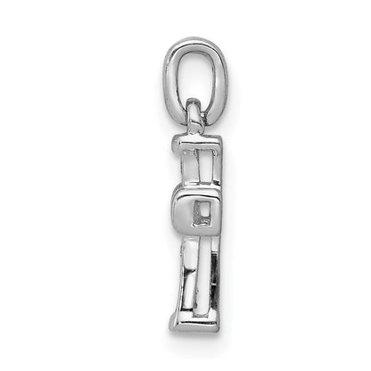 14K Weißgold Kleiner Lateinkreuz-Anhänger mit 0,05 ct. echtem Diamant