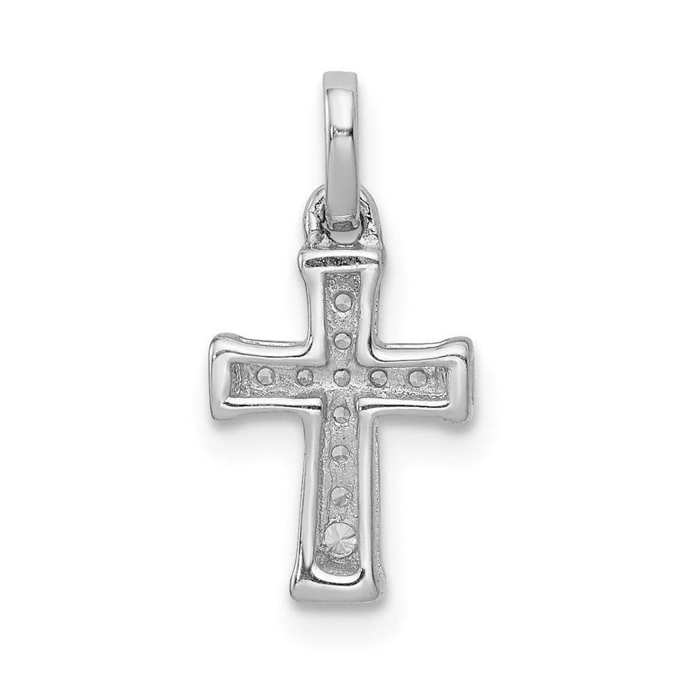 14K Weißgold Kleiner Lateinkreuz-Anhänger mit 0,05 ct. echtem Diamant