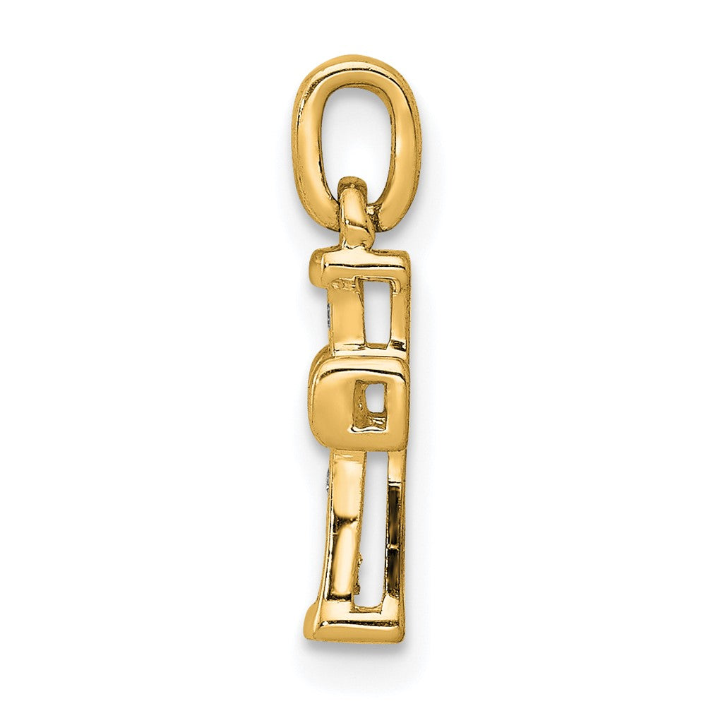 14K Gelbgold Kleiner Lateinkreuz-Anhänger mit 0,05 ct. Echtem Diamant