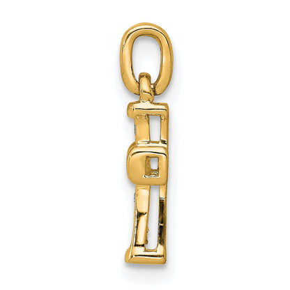 14K Gelbgold Kleiner Lateinkreuz-Anhänger mit 0,05 ct. Echtem Diamant