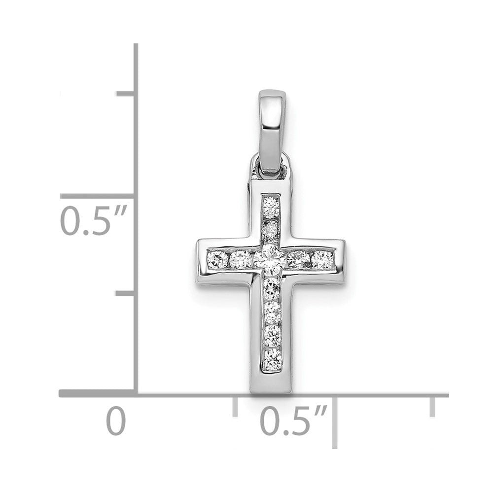 10K Weißgold 10K 1/6ct. Diamant Lateinisch Kreuz Anhänger