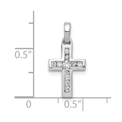 10K Weißgold 10K 1/6ct. Diamant Lateinisch Kreuz Anhänger