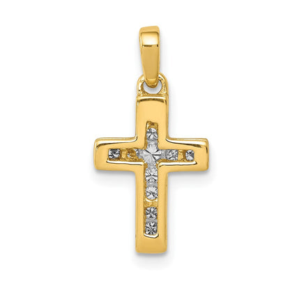 10K Gelbgold 10K 1/6ct. Diamant Lateinisch Kreuz Anhänger