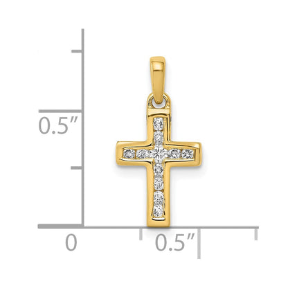 10K Gelbgold 10K 1/6ct. Diamant Lateinisch Kreuz Anhänger