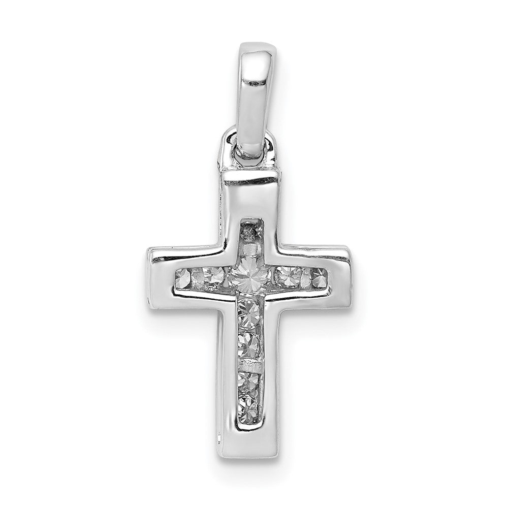 14K Weißgold Anhänger mit lateinischem Kreuz und 0,16 ct. echtem Diamanten