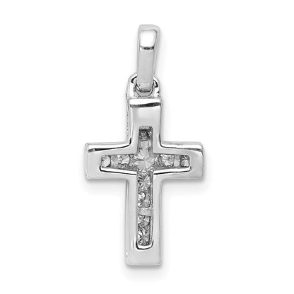 14K Weißgold Anhänger mit lateinischem Kreuz und 0,16 ct. echtem Diamanten