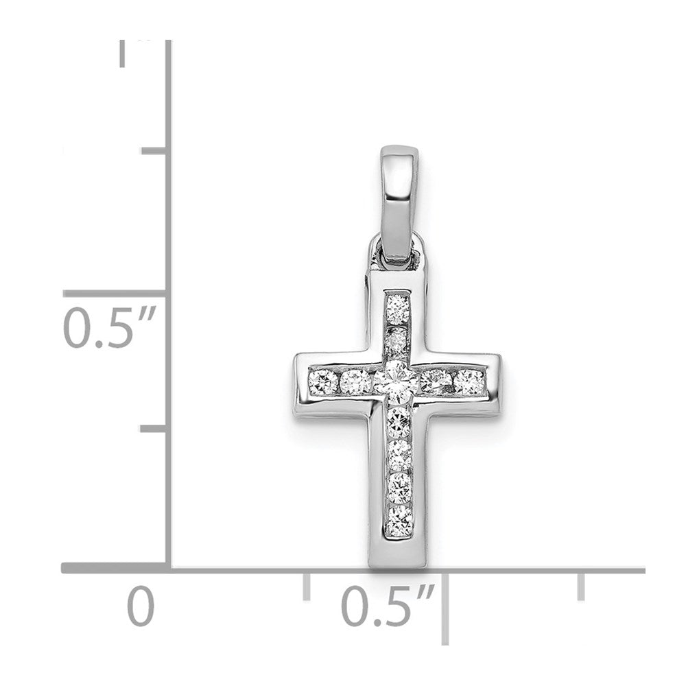 14K Weißgold Anhänger mit lateinischem Kreuz und 0,16 ct. echtem Diamanten