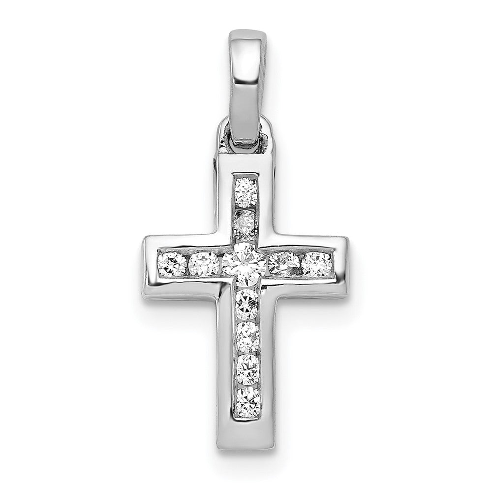 14K Weißgold Anhänger mit lateinischem Kreuz und 0,16 ct. echtem Diamanten