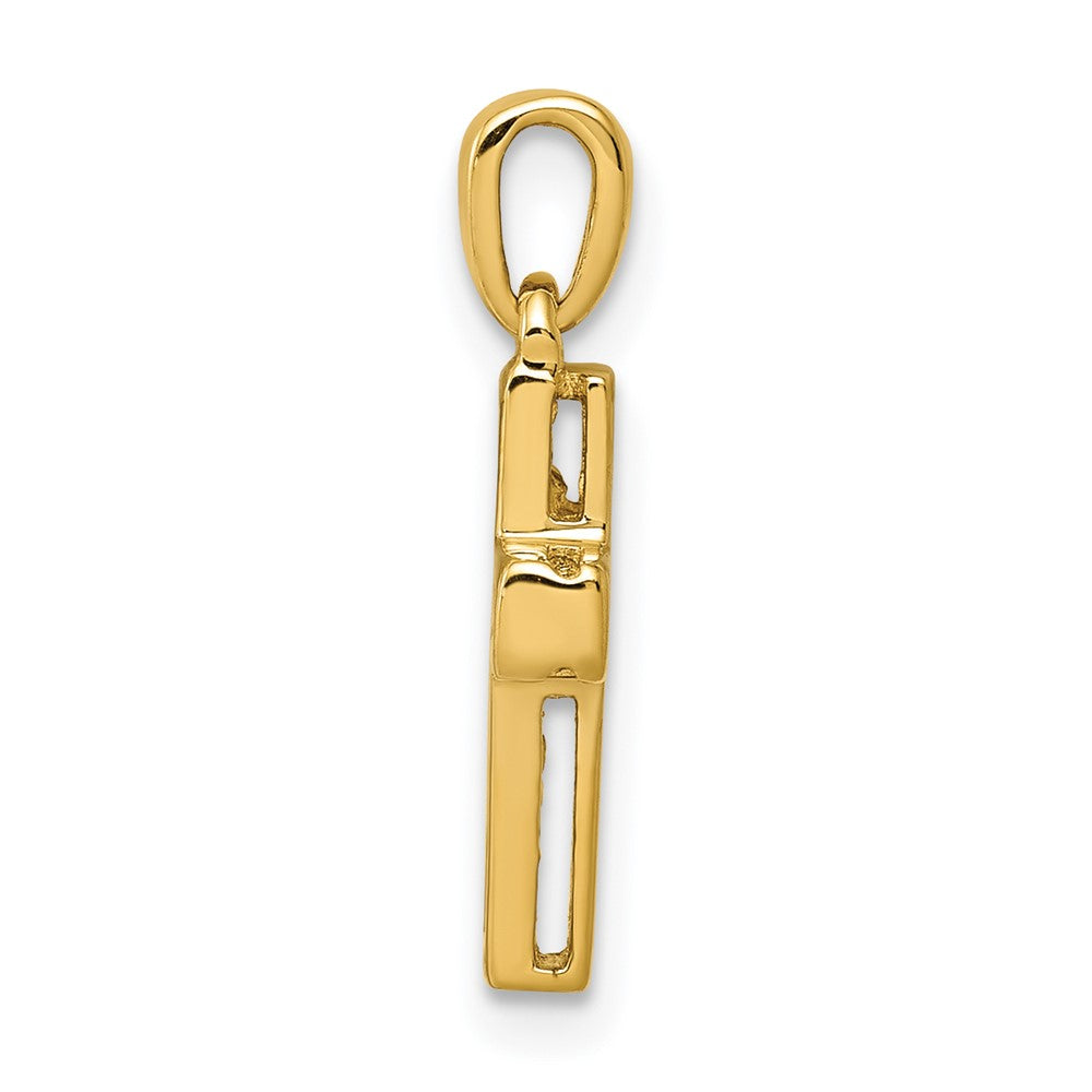 14K Gelbgold 1/6ct. Echt Diamant Lateinisch Kreuz Anhänger