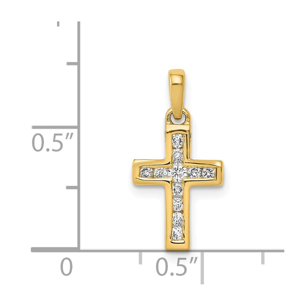 14K Gelbgold 1/6ct. Echt Diamant Lateinisch Kreuz Anhänger