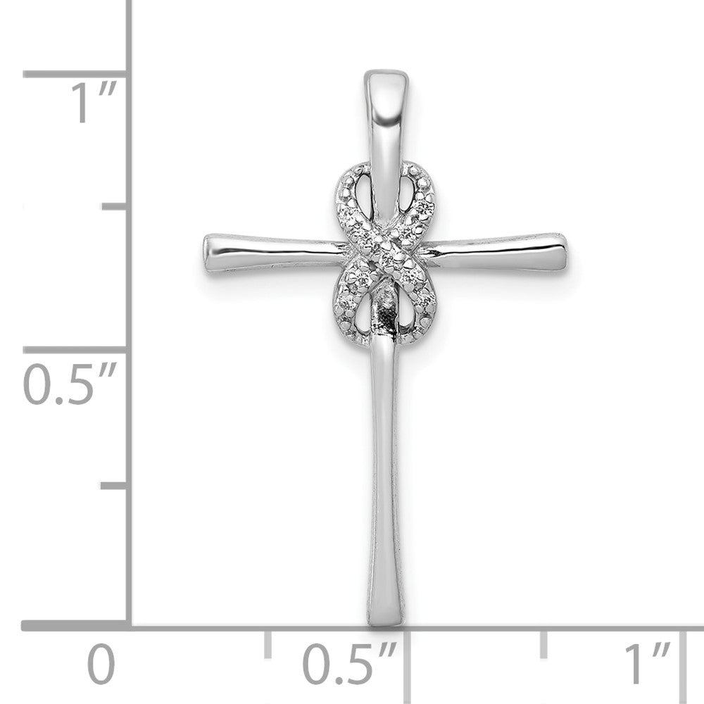 10K Weißgold 10K.03ct. Diamant Unendlichkeit Kreuz Kette Anhänger