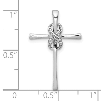 10K Weißgold 10K.03ct. Diamant Unendlichkeit Kreuz Kette Anhänger