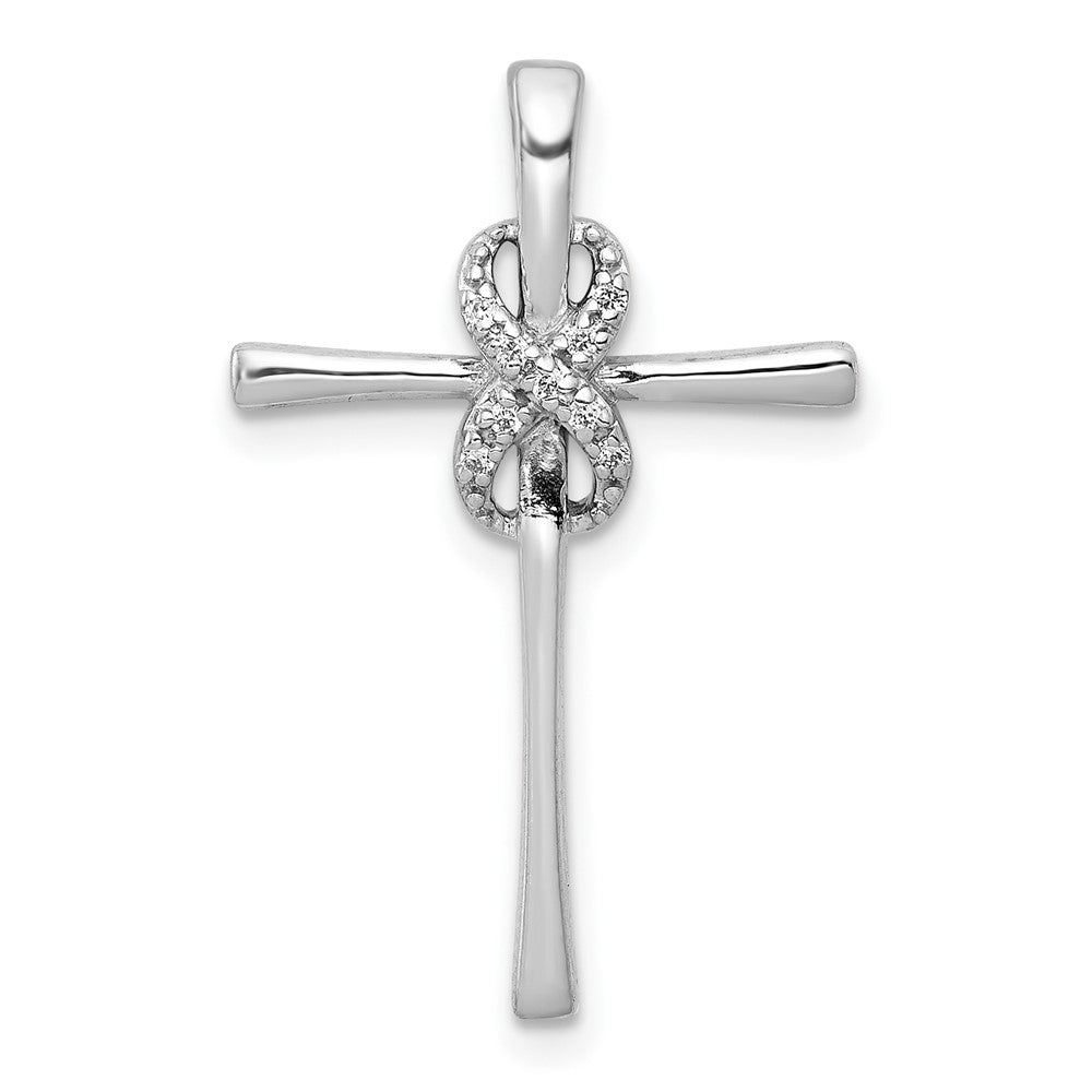 10K Weißgold 10K.03ct. Diamant Unendlichkeit Kreuz Kette Anhänger