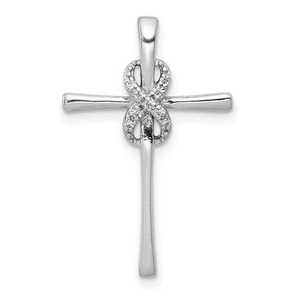 10K Weißgold 10K.03ct. Diamant Unendlichkeit Kreuz Kette Anhänger