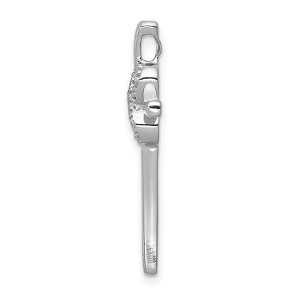 14K Weißgold.03ct. Diamant Unendlichkeit Kreuz Kette Anhänger