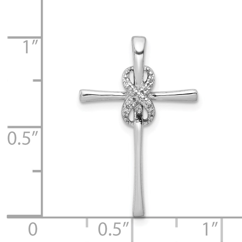14K Weißgold.03ct. Echt Diamant Unendlichkeit Kreuz Kette Anhänger