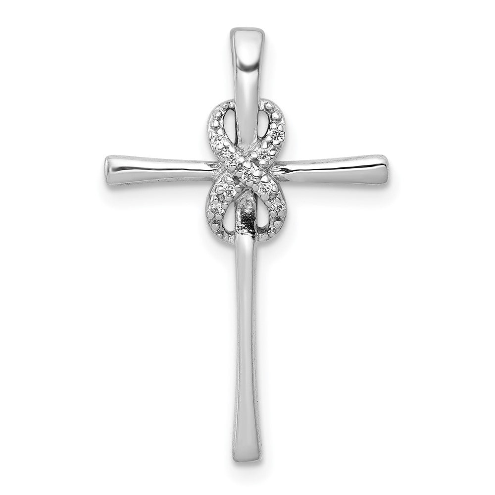 14K Weißgold.03ct. Diamant Unendlichkeit Kreuz Kette Anhänger