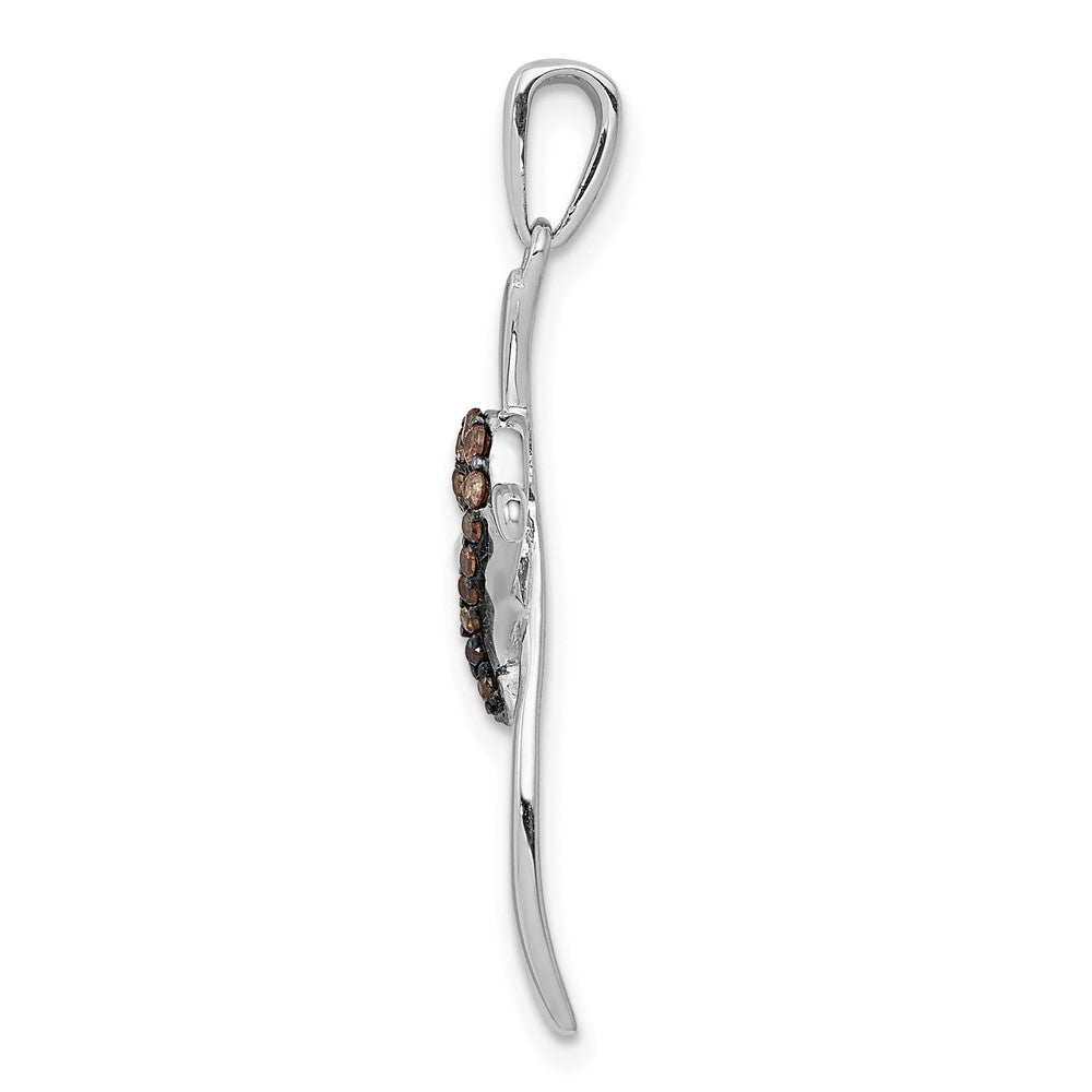14K Weißgold Kreuz-Anhänger mit Herz und 0,10 ct. echten Champagner-Diamanten