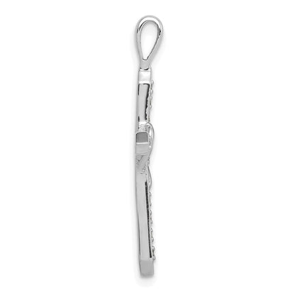 14K Weißgold AA 0,1 ct. Echter Diamant Herz-Kreuz-Anhänger