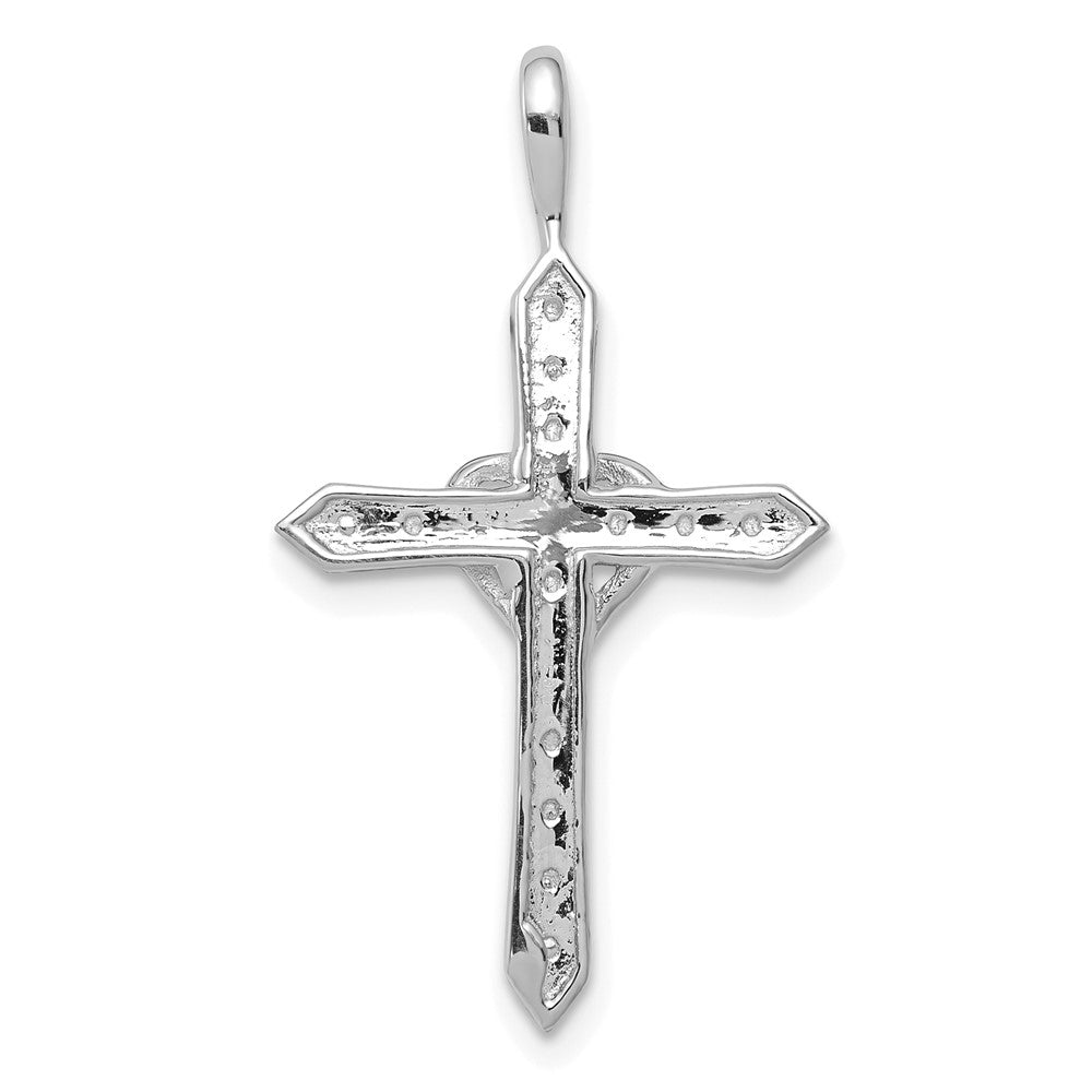 14K Weißgold AA 0,1 ct. Echter Diamant Herz-Kreuz-Anhänger
