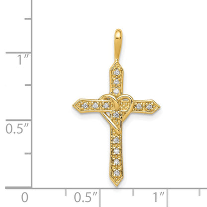 14K Gelbgold AA 0,10 ct. Echter Diamant Herz-Kreuz-Anhänger