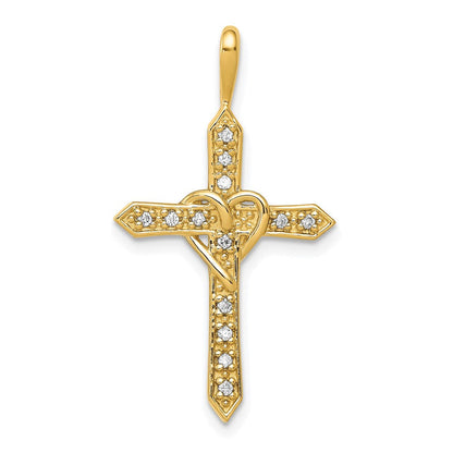 14K Gelbgold AA 0,10 ct. Echter Diamant Herz-Kreuz-Anhänger