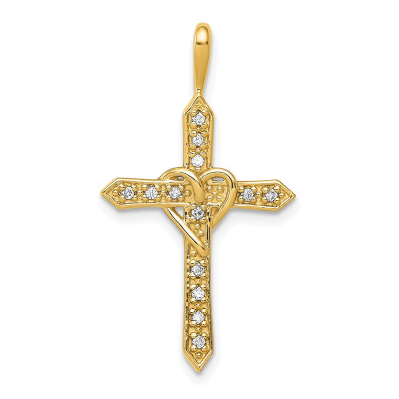 14K Gelbgold AA 0,10 ct. Echter Diamant Herz-Kreuz-Anhänger