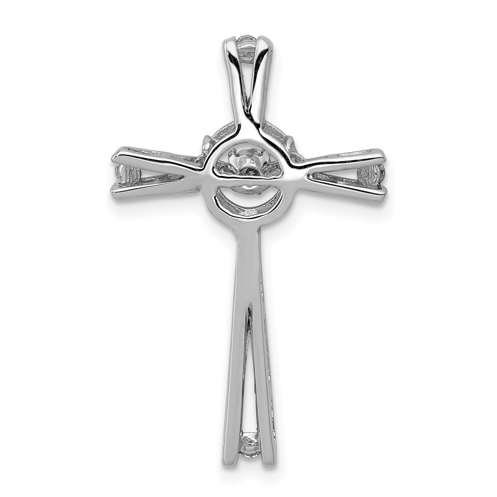 14K Weißgold 1/15ct. Lebhaft Moving Echt Diamant Kreuz Kette Anhänger