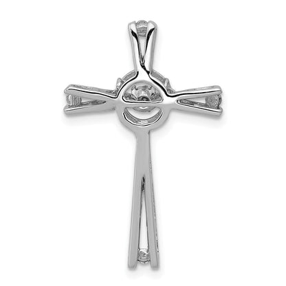 14K Weißgold 1/15ct. Lebhaft Moving Echt Diamant Kreuz Kette Anhänger