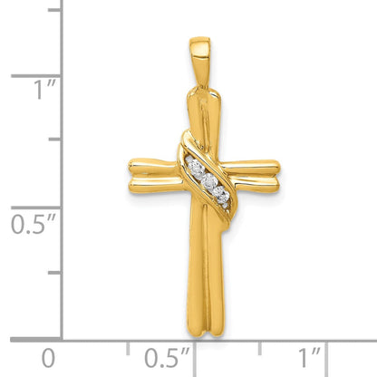 10K Gelbgold 10K Aa Diamant Kreuz Anhänger