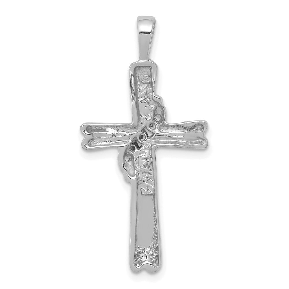 14K Weißgold AA Echtdiamant-Kreuzanhänger