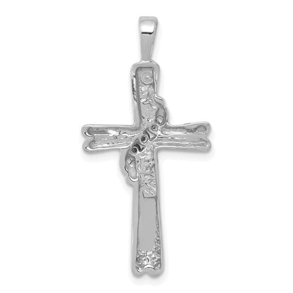 14K Weißgold AA Echtdiamant-Kreuzanhänger