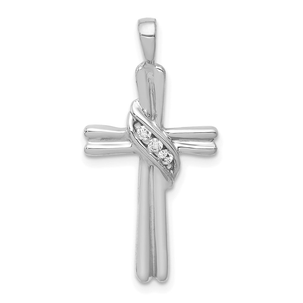 14K Weißgold AA Echtdiamant-Kreuzanhänger