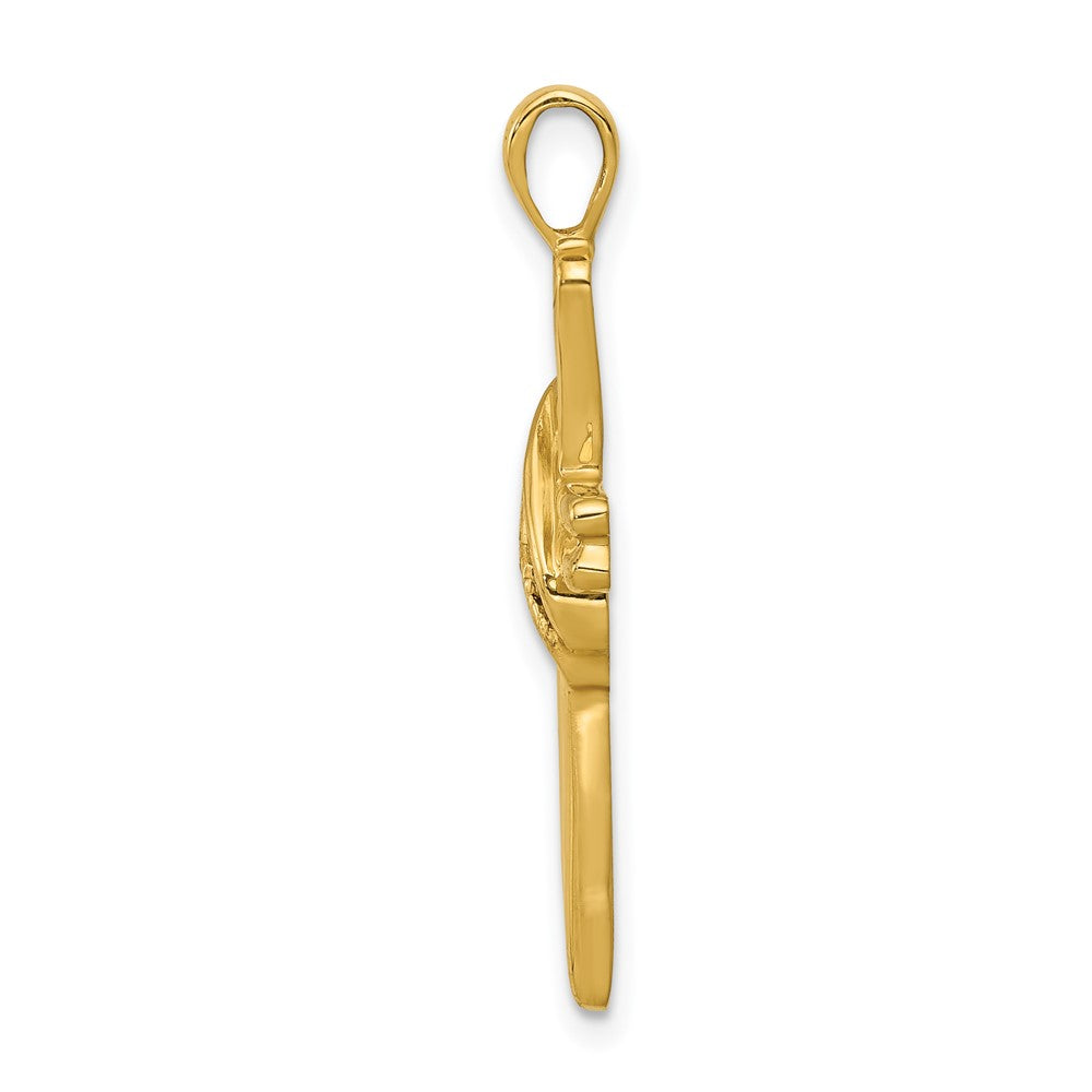 14K Gelbgold AA Echter-Diamant-Kreuzanhänger