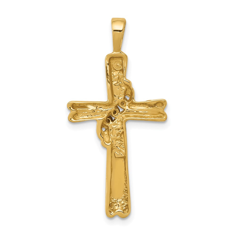 14K Gelbgold AA Echter-Diamant-Kreuzanhänger