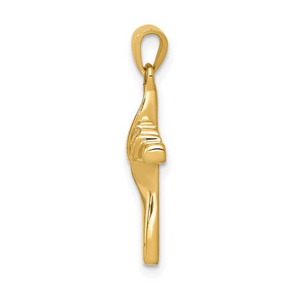 14K Gelbgold AA Echter Diamant Kreuz-Anhänger