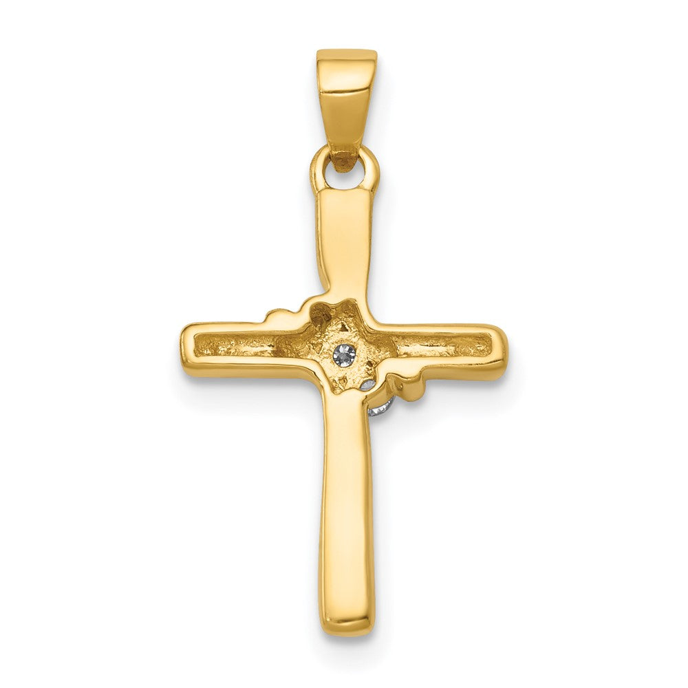 14K Gelbgold AA Echter Diamant Kreuz-Anhänger