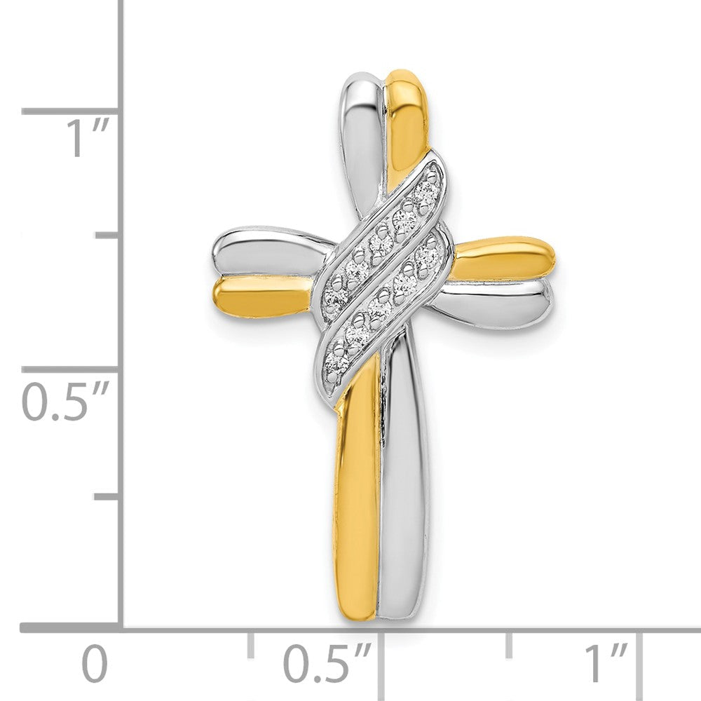 10K Bicolor 10K Diamant Kreuz Anhänger