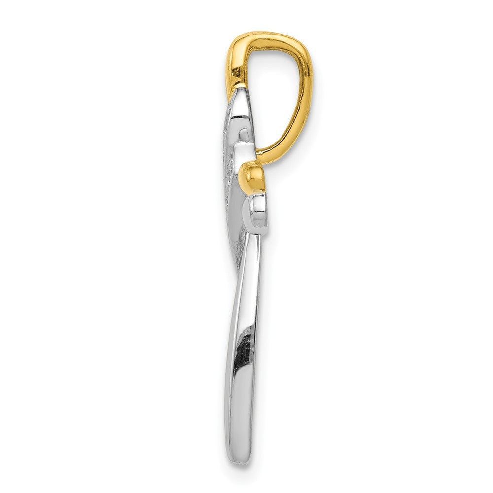 14K Bicolor Gold Kreuzanhänger mit echten Diamanten