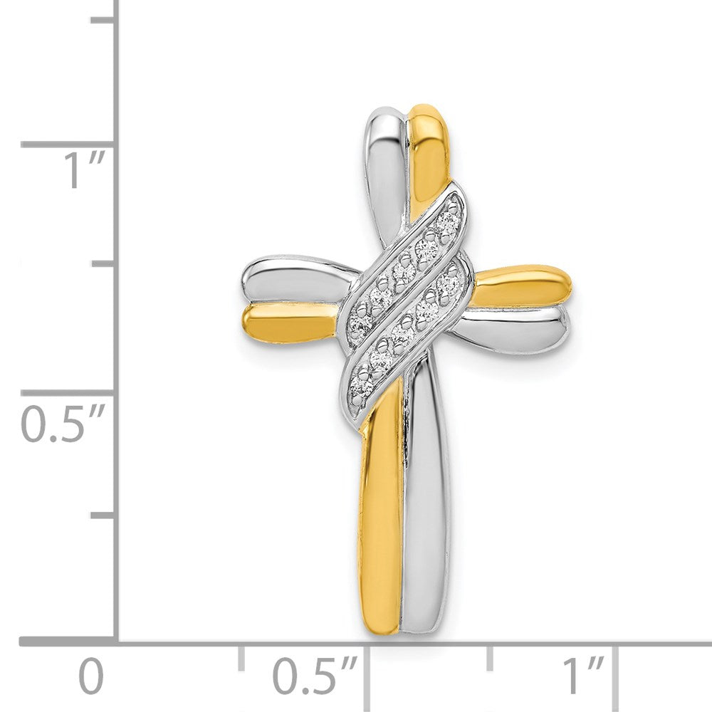 14K Bicolor Gold Kreuzanhänger mit echten Diamanten