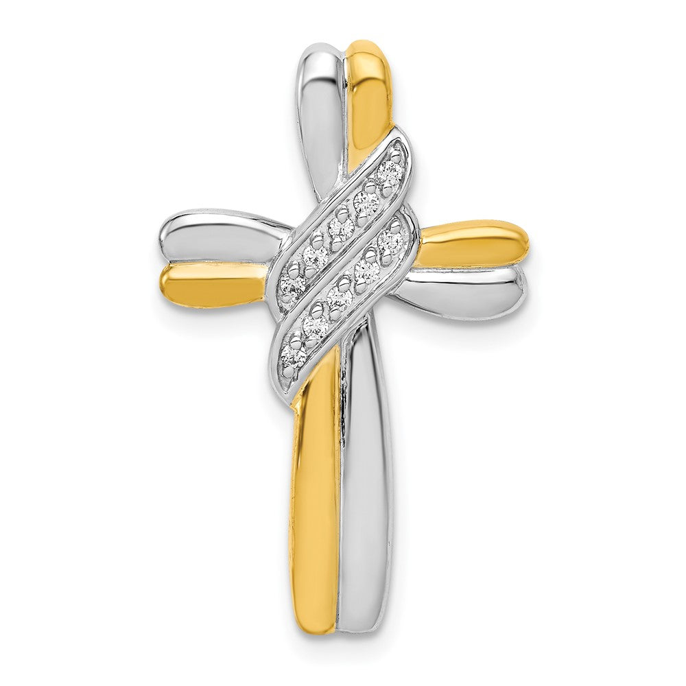 14K Bicolor Gold Kreuzanhänger mit echten Diamanten
