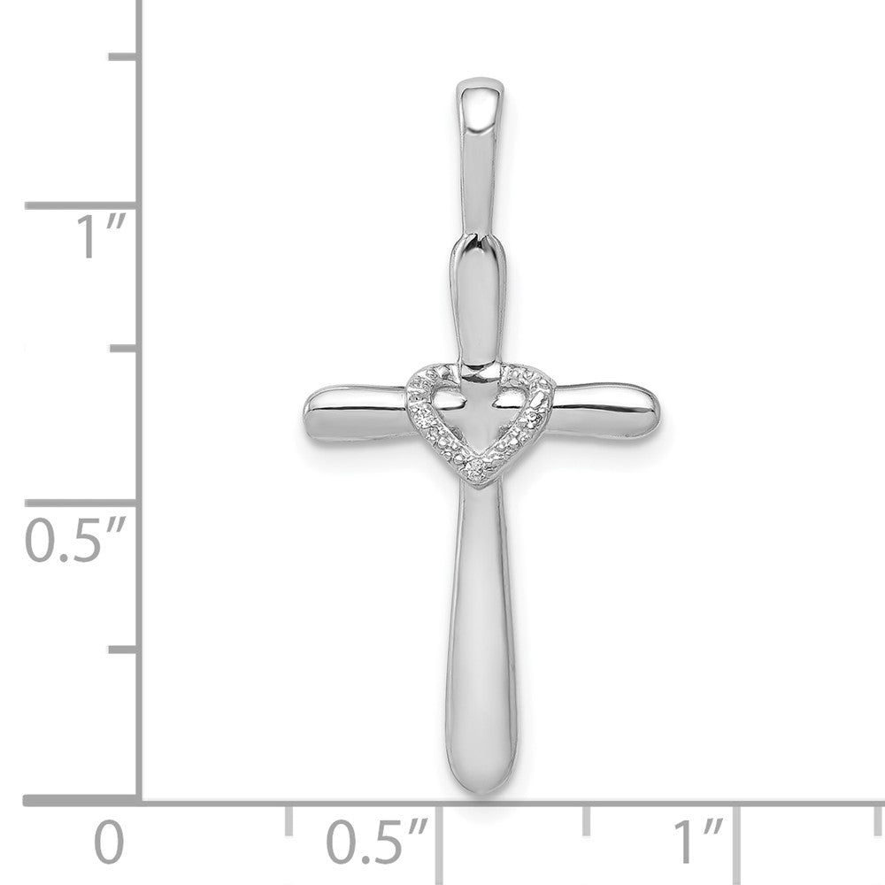 10K Weißgold 10K 1/10ct. Diamant Kreuz mit Herz Anhänger