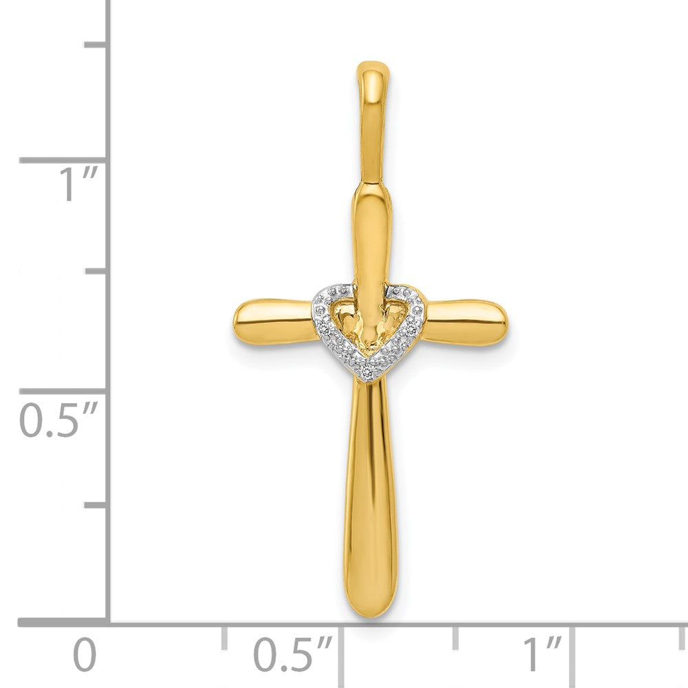 10K Gelbgold 10K Diamant Kreuz mit Herz Anhänger
