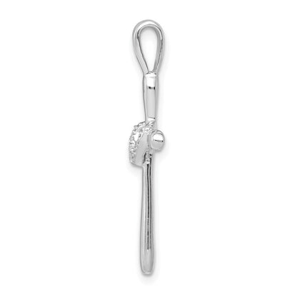 14K Weißgold Kreuz-Anhänger mit Herz und 0,10 ct. echten Diamanten