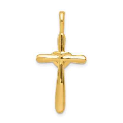 14K Gelbgold Echter Diamant Kreuz-Anhänger mit Herz