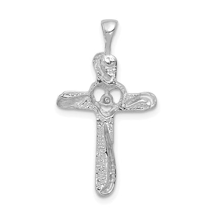 14K Weißgold AA Echtdiamant-Kreuzanhänger