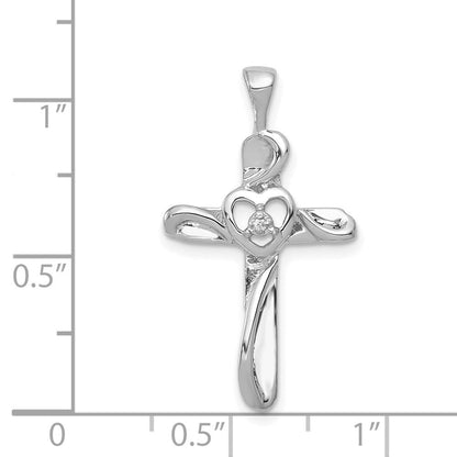 14K Weißgold AA Echtdiamant-Kreuzanhänger
