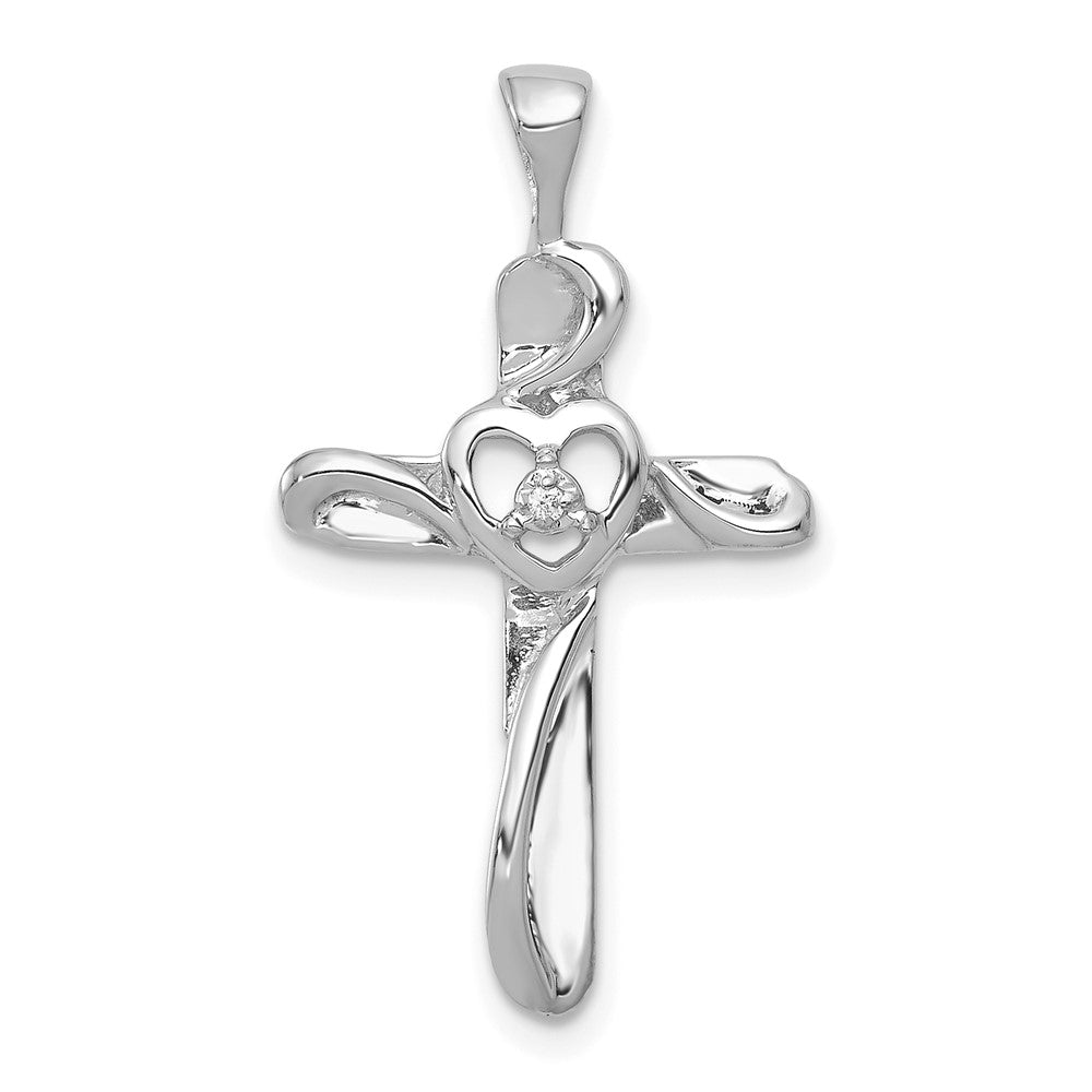 14K Weißgold AA Echtdiamant-Kreuzanhänger