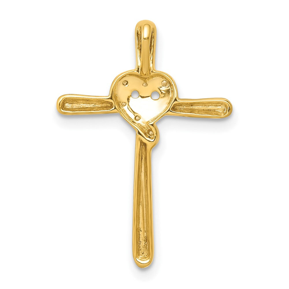 10K Gelbgold 10K.02ct. Diamant Herz Kreuz Kette Anhänger