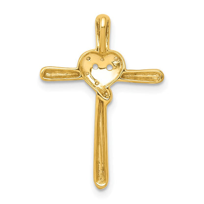 10K Gelbgold 10K.02ct. Diamant Herz Kreuz Kette Anhänger